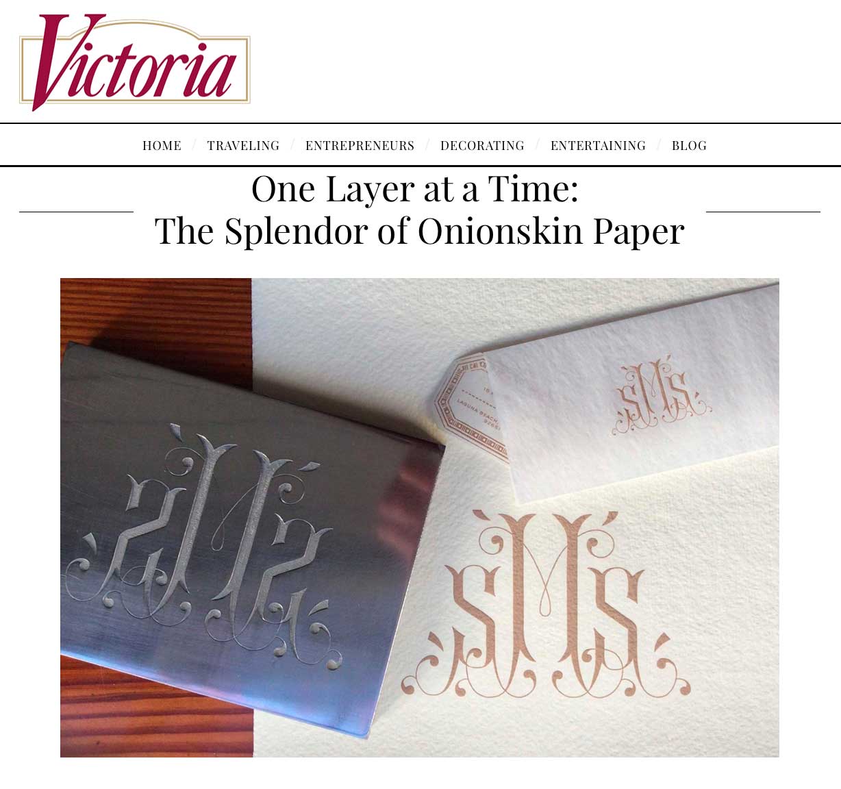 Onion skin in Victoria Magazine.